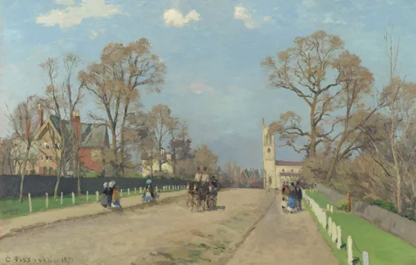 Picture street, home, picture, pastoral, Camille Pissarro, Avenue. Sydenham