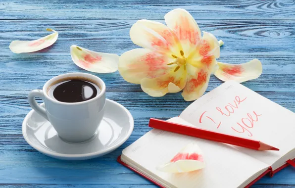 Flower, Tulip, coffee, handle, Notepad