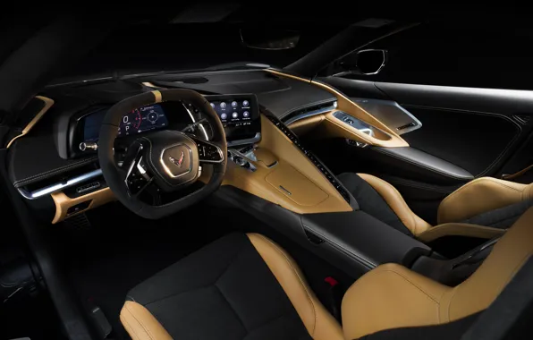Corvette, Chevrolet, Salon, Leather, The wheel, Stingray, 2020, Chevrolet Corvette ( C8 ) Stingray
