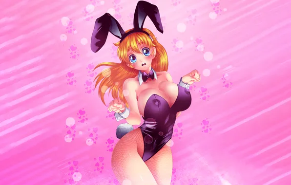 Girl, sexy, cleavage, erect nipples, long hair, boobs, anime, blue eyes