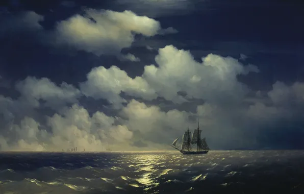 Picture, seascape, Ivan Aivazovsky, 1848, Brig mercury after victory over two Turkish
