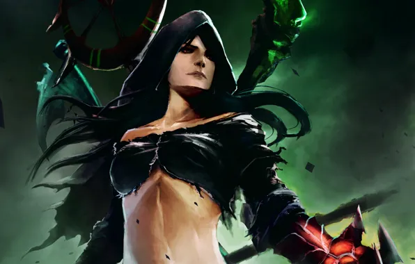 Girl, hand, art, hood, staves, DigitalSashimi, Exorcism