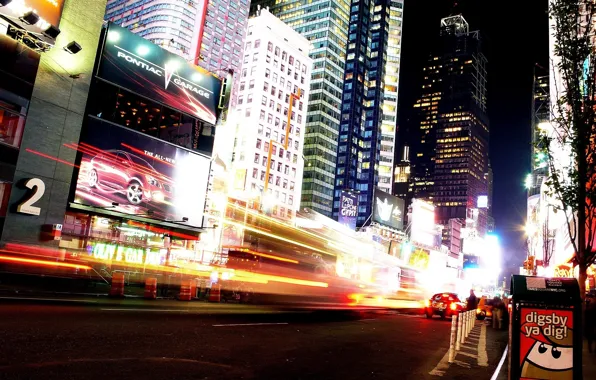 Night, New York, Manhattan, advertising