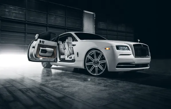 Picture Rolls-Royce, Car, White, Wheels, Class, Premium, Wraith, Vellano