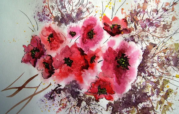 Picture flowers, picture, watercolor
