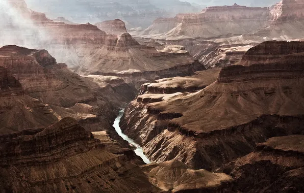 Rocks, the evening, canyon, haze, AZ, grand, canyon, arizona