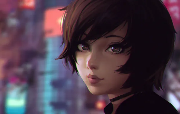 Girl, face, sweetheart, hair, brunette, art, beauty