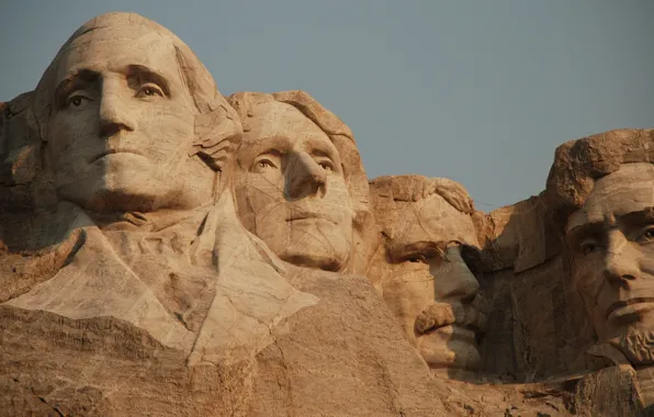 USA, United States, men, George Washington, faces, Abraham Lincoln, America, sculpture