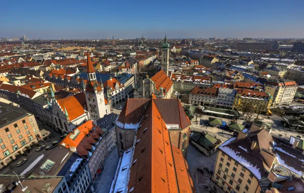 Picture building, Germany, Munich, roof, panorama, Germany, Munich