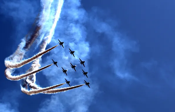 Picture smoke, The sky, figure, flight, aircraft, aerobatics