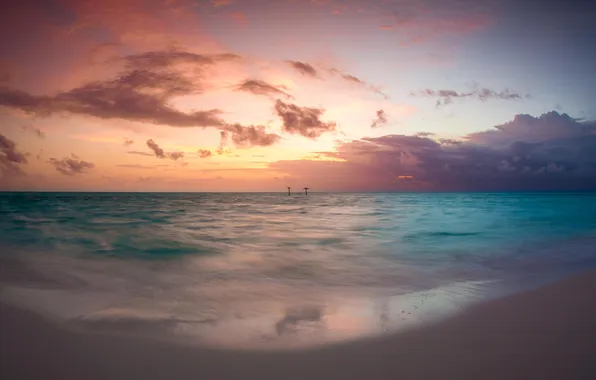 Picture beach, summer, the ocean, dawn, horizon