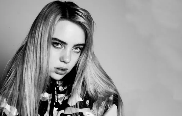 Black & white, blonde, singer, singer, black and white, Billie Eilish, Billy Riley