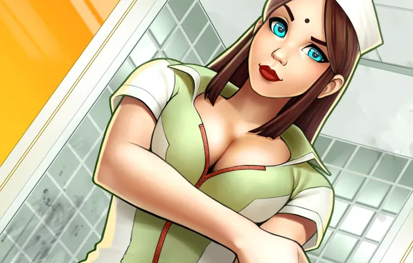 Chest, look, girl, anime, art, beauty, nurse