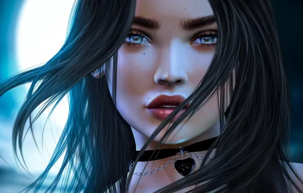 Eyes, look, girl, face, background, hair, brunette, lips