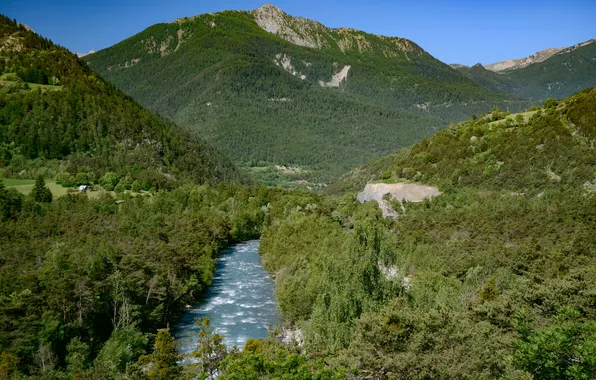 Picture mountains, France, river