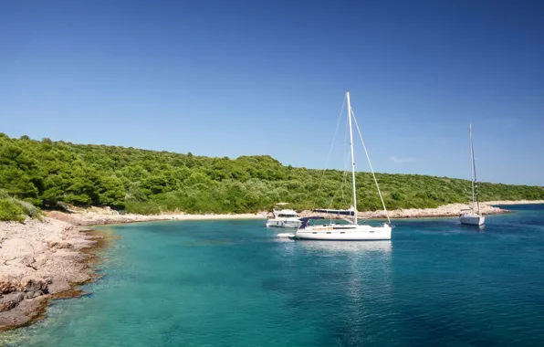 Sea, Bay, yachts, Croatia, Adriatica, the island of Gvar