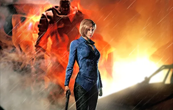 Picture rendering, fire, capcom, jill valentine, nemesis, Resident Evil 3