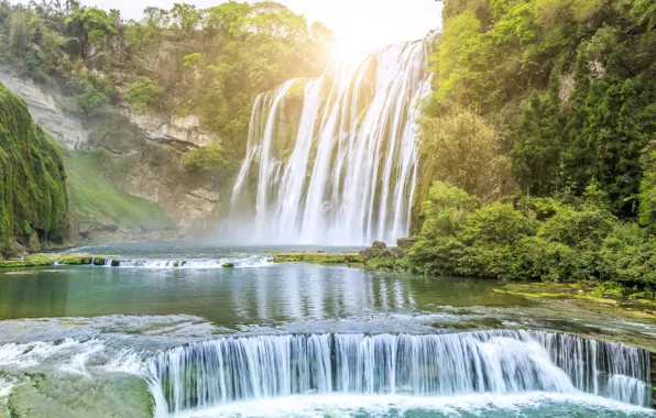 Landscape, river, rocks, waterfall, summer, river, landscape, beautiful