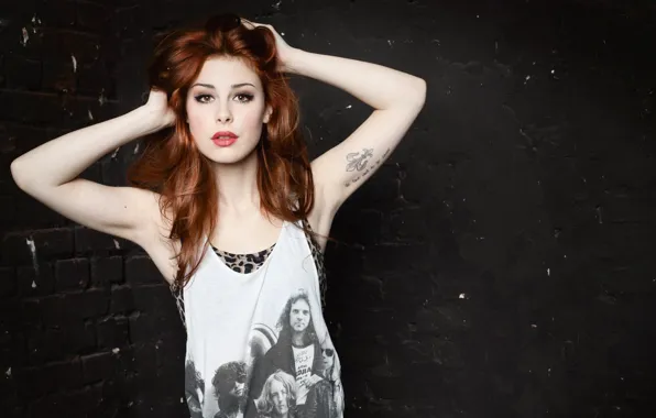 Pose, wall, makeup, Mike, hairstyle, singer, brown hair, German