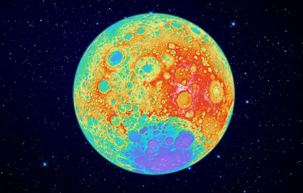 The moon, color, side, reverse