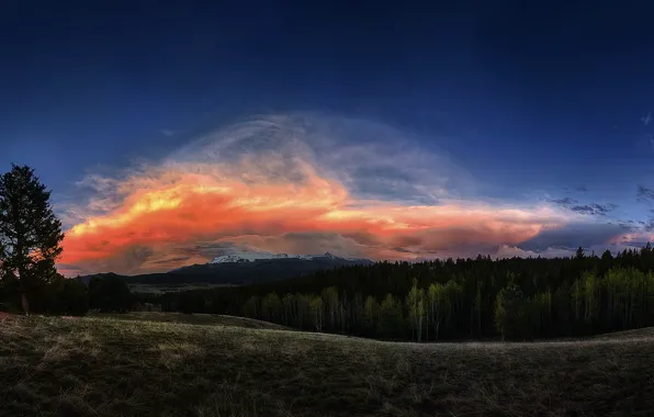 The sky, clouds, nature, Landscape, sunset.