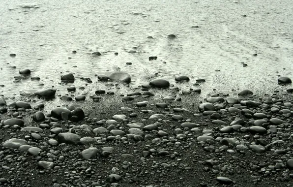 Picture beach, stones, surf