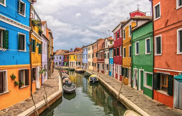 Picture island, home, Italy, Venice, channel, Burano