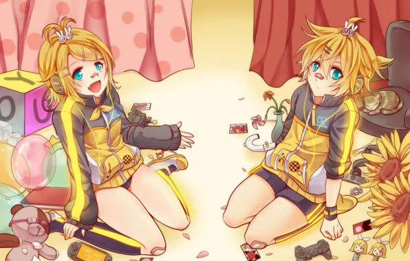 Children, two, Vocaloid, Vocaloid, Kagamine Len, Kagamine Rin