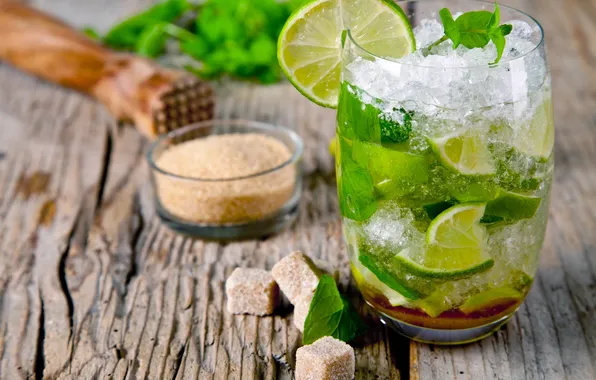 Wood, drink, mojito