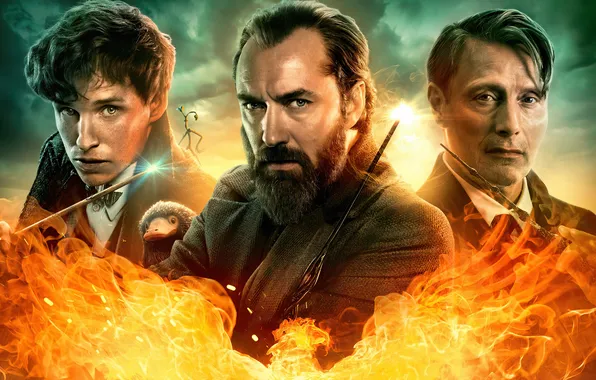 Fantasy, poster, Jude Law, characters, Jude Law, Mads Mikkelsen, Mads Mikkelsen, Eddie Redmayne