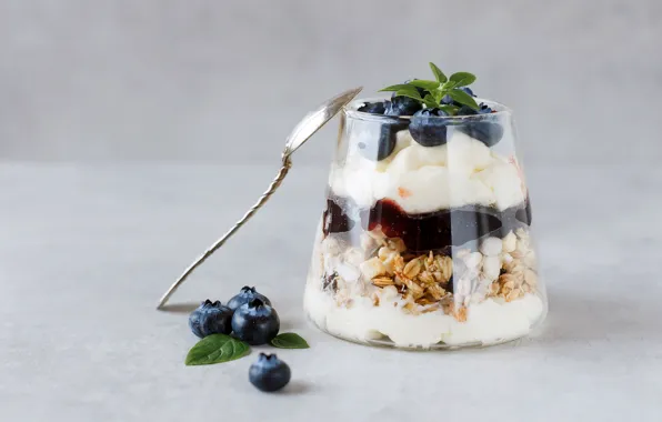 Berries, Breakfast, blueberries, nuts, cheese, yogurt, granola