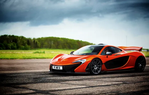 McLaren, The sky, Grass, Trees, Orange, Sky, Grass, Supercar