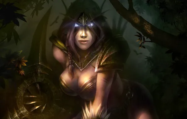 Picture forest, weapons, elf, art, elf, ears, wow, world of warcraft