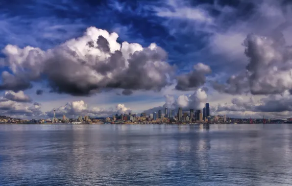 Picture Wallpaper, Ocean, Seattle, City Scape, Cloud Sky