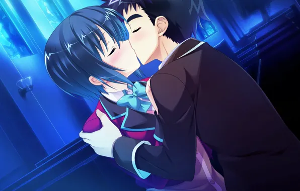 Girl, Kiss, Guy, Pair, baka moe heart ni ai wo komete!