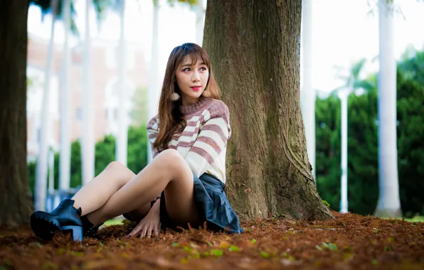 Girl, pose, Asian, bokeh