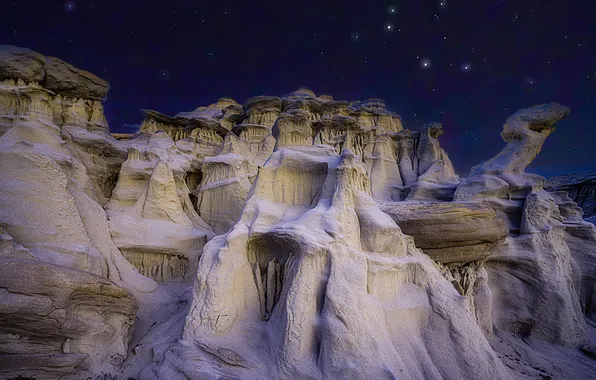 Stars, mountains, night, stones, rocks, relief, education