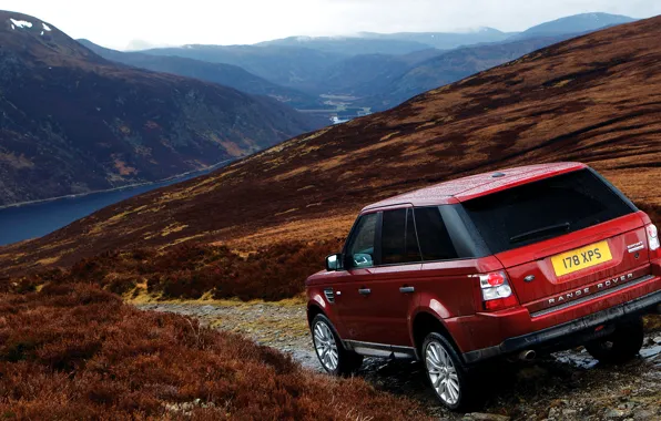 Picture mountains, Red, Land Rover