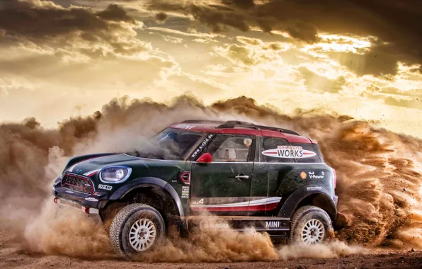 Sand, Mini, Dust, Sport, Rally, Dakar, SUV, Rally