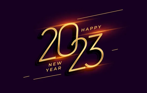Light, line, lights, figures, New year, date, purple background, 2023