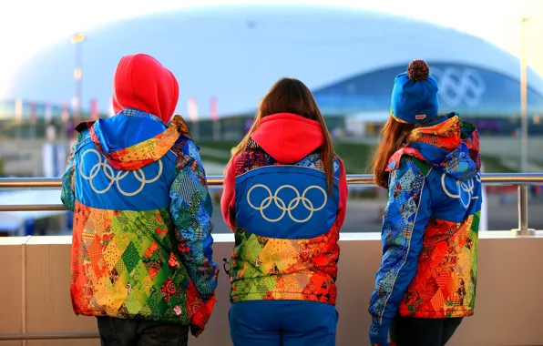 Picture people, clothing, Olympics, symbols, Sochi 2014, volunteers