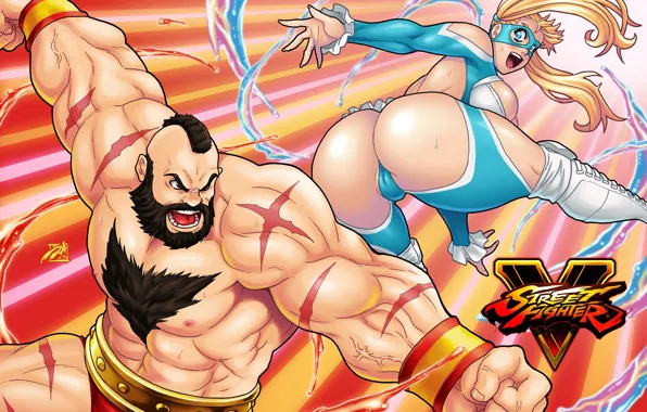 Ass, girl, art, male, fighter, ass, muscles, street fighter 5