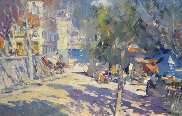 Street, home, picture, impressionism, the urban landscape, Konstantin Korovin, View Of The South Of France