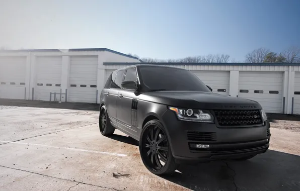 The sky, trees, white, the building, front view, land rover, range rover, range Rover