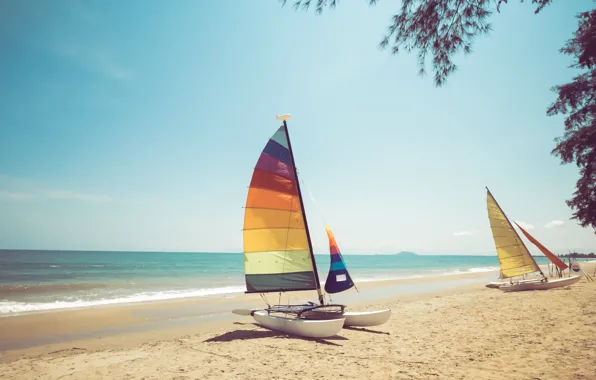 Sand, sea, wave, beach, summer, boat, sailboat, summer