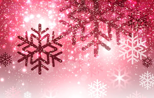 Winter, light, snowflakes, background, New year