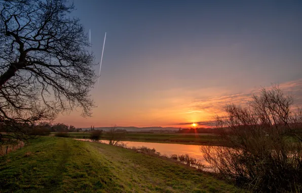 Picture dawn, England, morning, the river Arun, Chichester