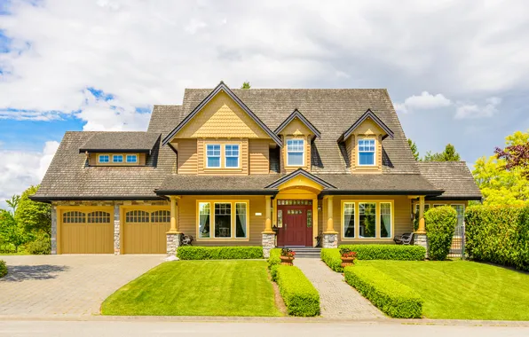 Picture greens, the sky, grass, the sun, clouds, trees, design, lawn