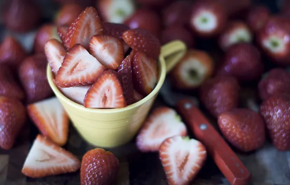 Picture background, widescreen, Wallpaper, food, strawberry, berry, mug, wallpaper