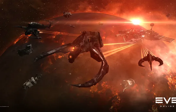 Nebula, planet, station, Space, space, ruins, battle, spaceship
